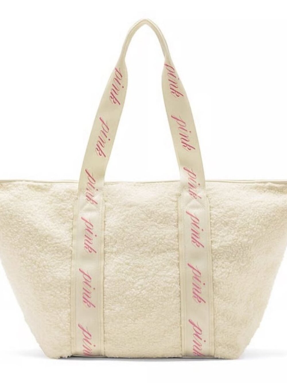 Victoria's Secret Sherpa tote bag zip lock